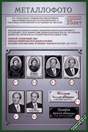 Портреты для памятников на металле